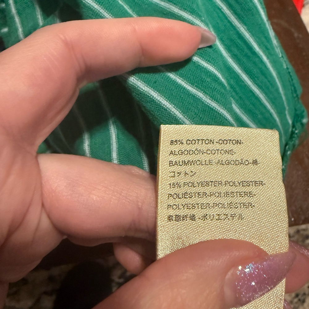 Anthropologie Green Striped Short Sleeve Top - Picture 4 of 4